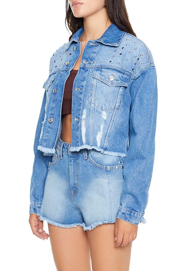 Forever 21 Studded Denim Trucker Jacket