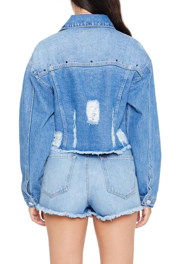 Forever 21 Studded Denim Trucker Jacket
