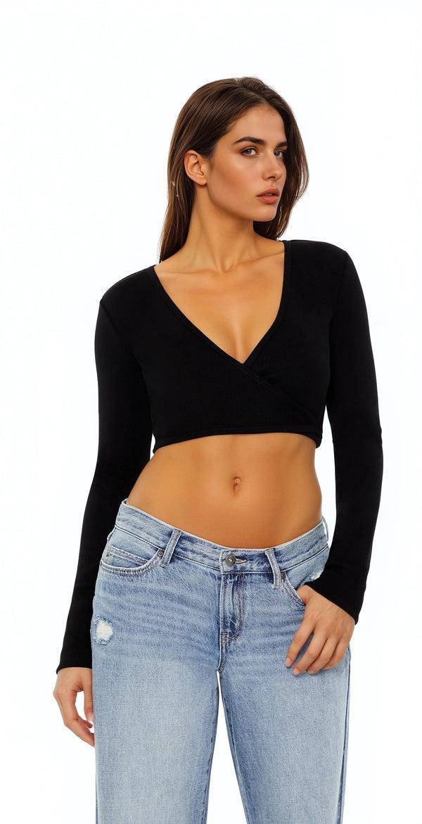 Forever 21 Surplice Crop Wrap Top