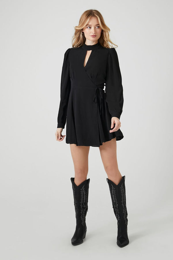 Forever 21 Surplice Mock Neck Wrap Dress