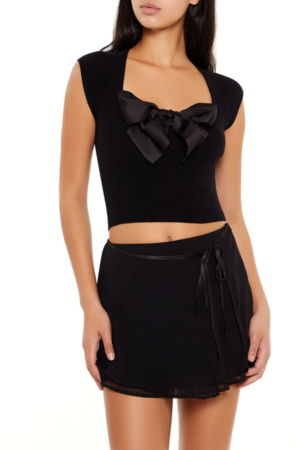 forever 21 Sweater-Knit Bow Crop Top