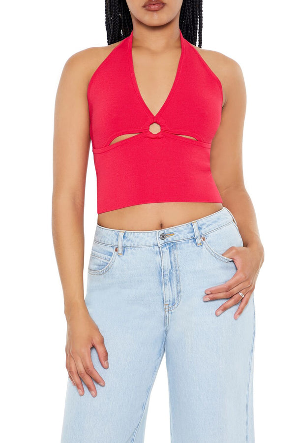 forever 21 Sweater-Knit Halter Crop Top