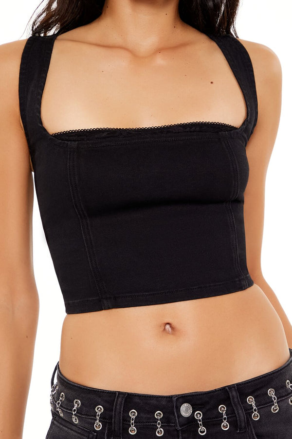 Forever 21 Sweetheart Denim Crop Top