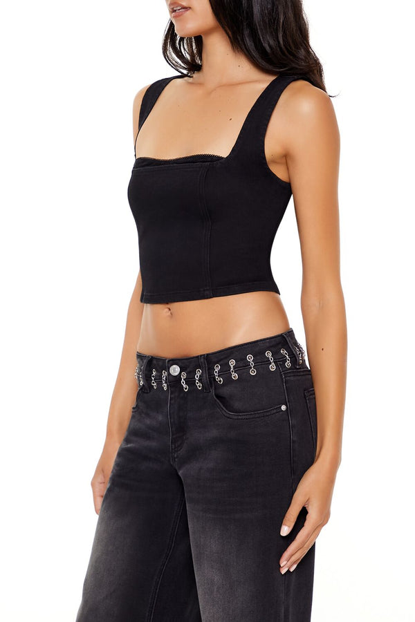 Forever 21 Sweetheart Denim Crop Top