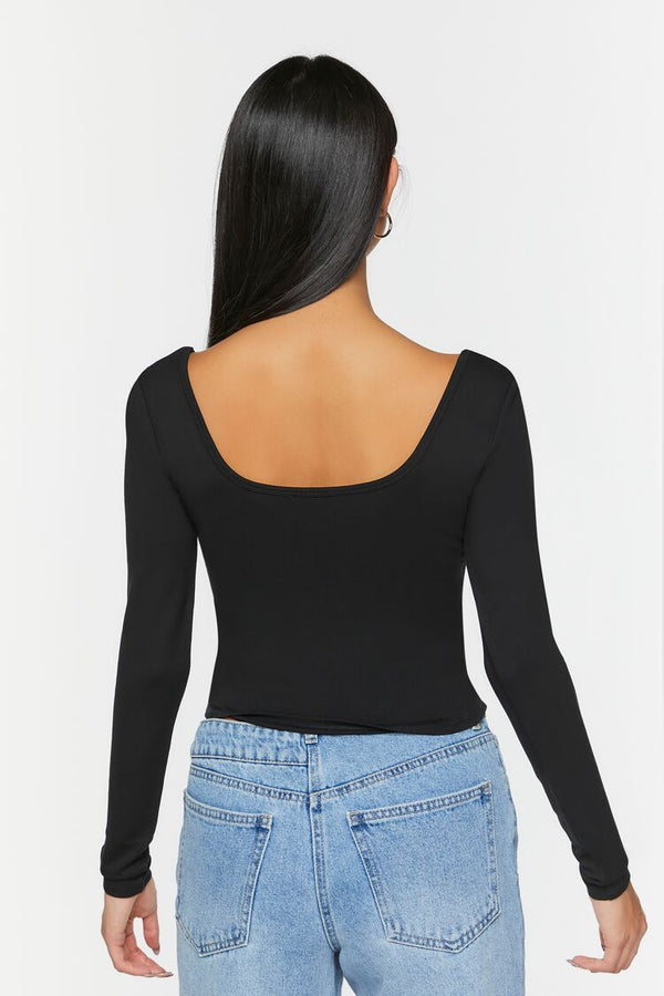 Forever 21 Sweetheart Long-Sleeve Top