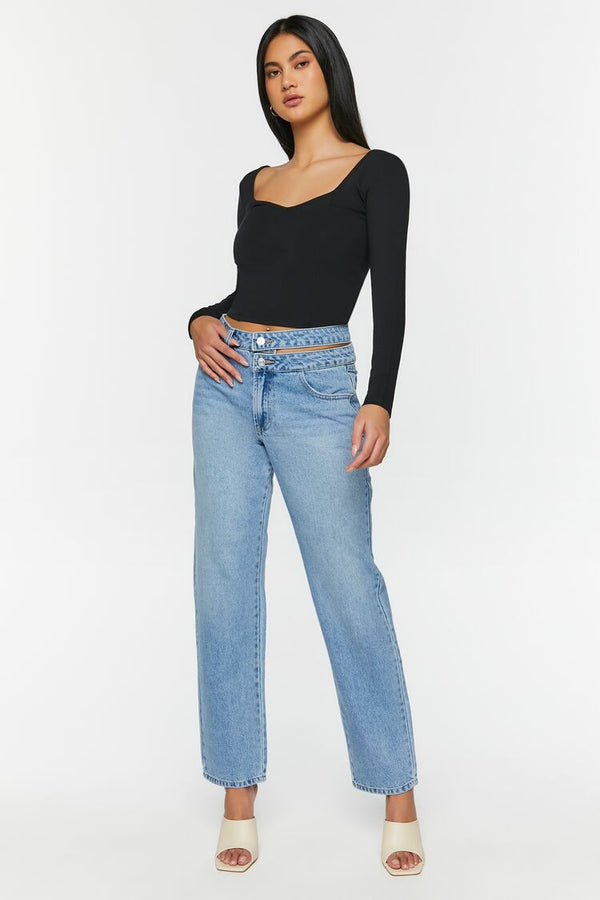 Forever 21 Sweetheart Long-Sleeve Top