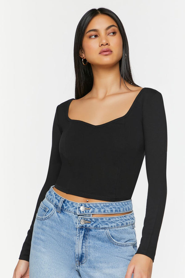 forever 21 Sweetheart Long-Sleeve Top