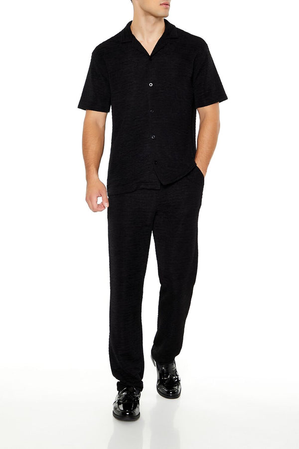 forever 21 Textured Slim-Fit Straight Pants