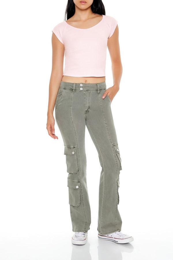 Forever 21 Thermal Cap-Sleeve Cropped Tee