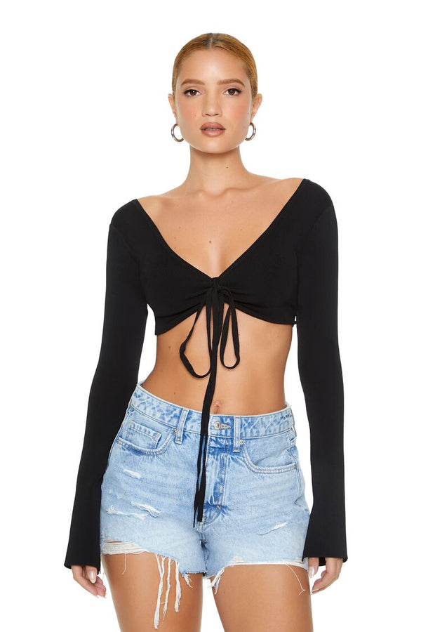 forever 21 Tie-Front Sweater-Knit Crop Top
