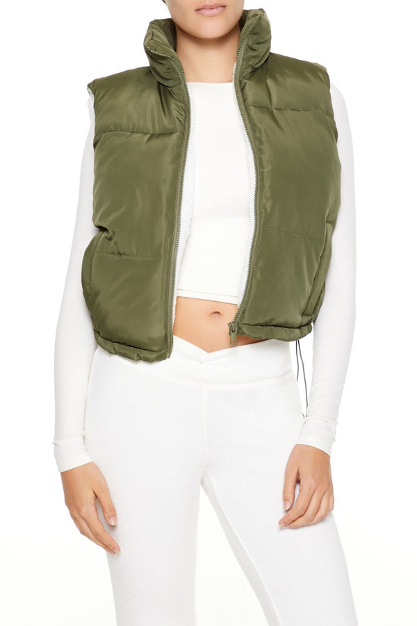 forever 21 Toggle Drawstring Cropped Vest
