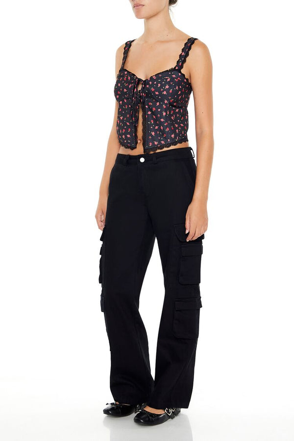 Forever 21 Twill-Low-Rise Cargo Pants