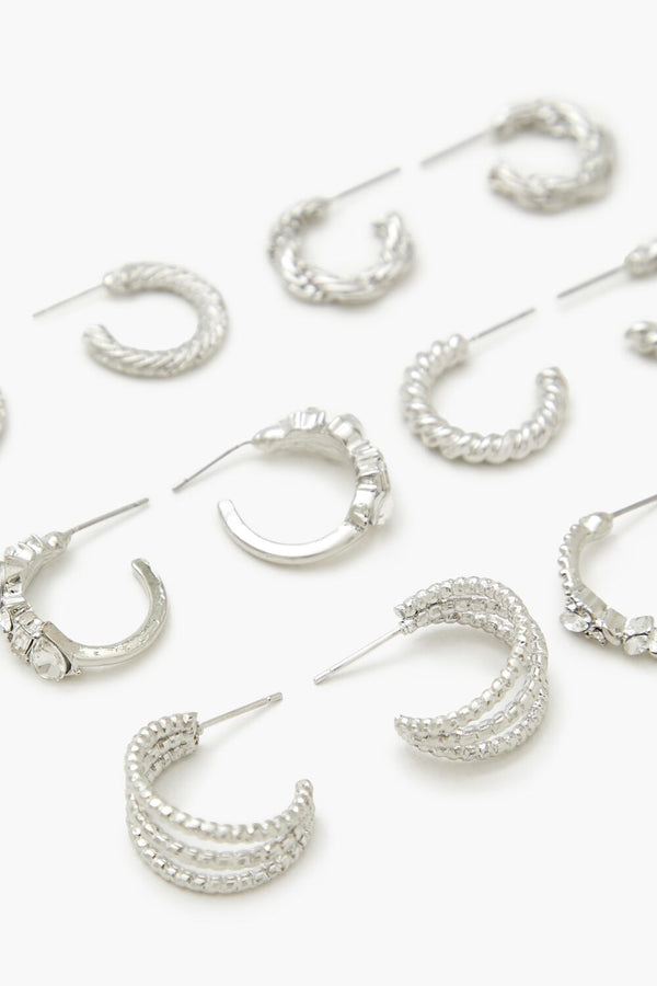Forever 21 Twisted Rhinestone Hoop Earring Set