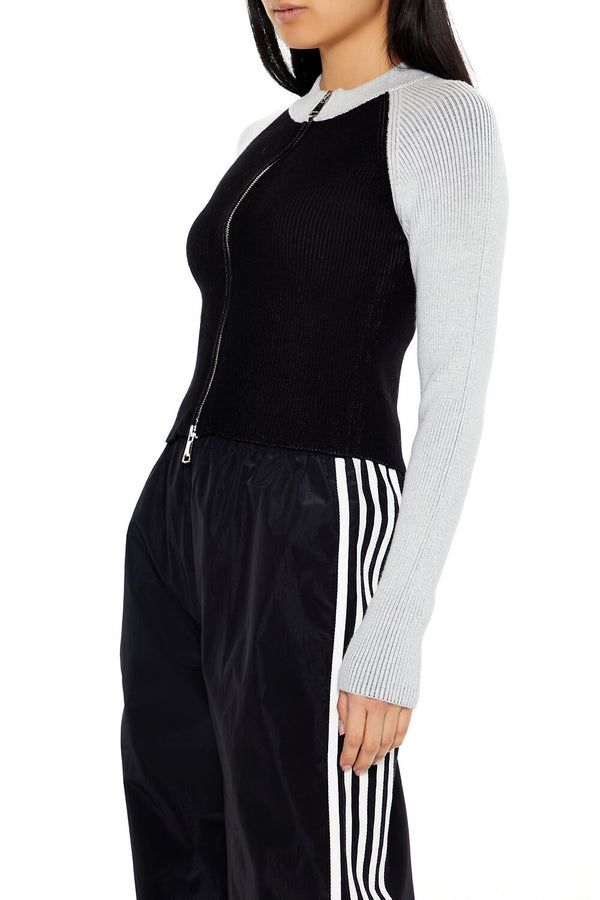 forever 21 Two-Tone Raglan Zip-Up Sweater