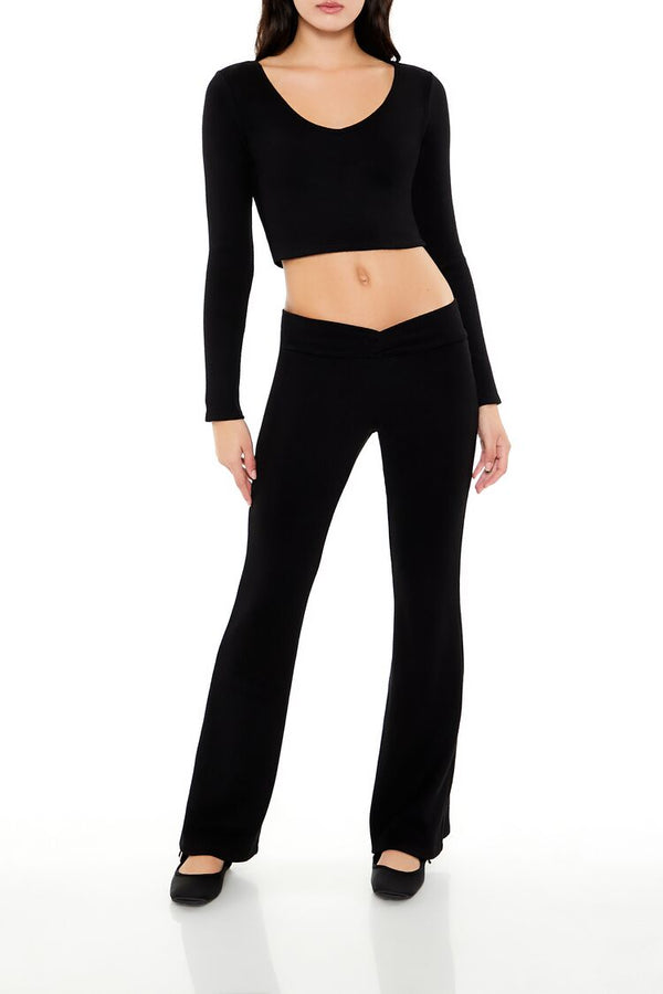 Forever 21 V-Neck Long-Sleeve Crop Top