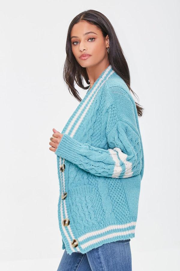 Forever 21 Varsity-Striped Cardigan Sweater