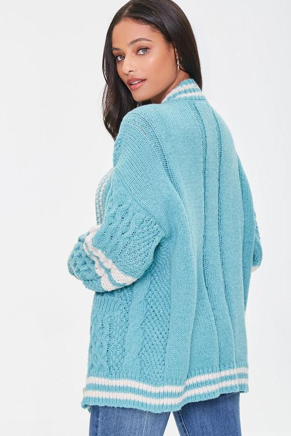 Forever 21 Varsity-Striped Cardigan Sweater