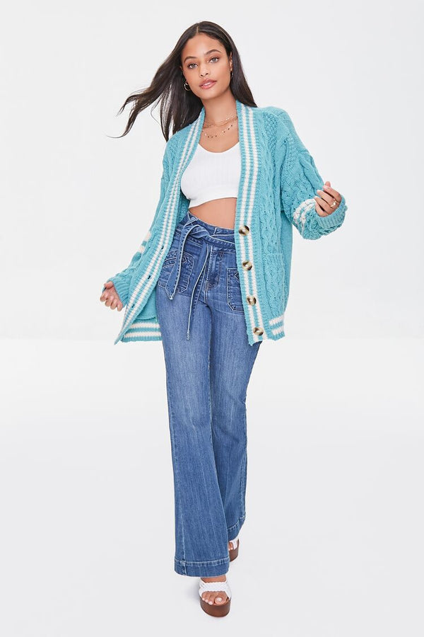 Forever 21 Varsity-Striped Cardigan Sweater
