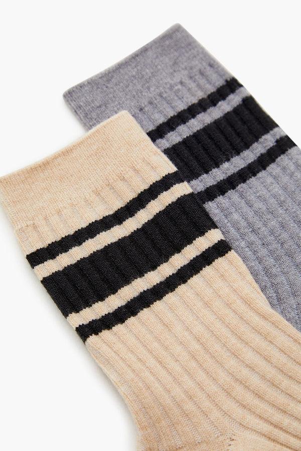 Forever 21 Varsity-Striped Crew Socks Set - 2 Pack