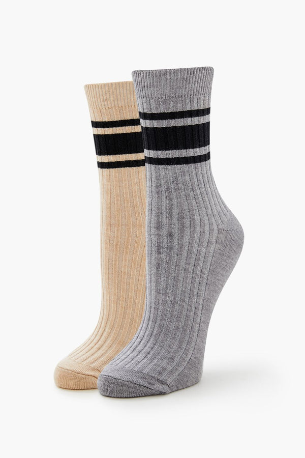 forever 21 Varsity-Striped Crew Socks Set - 2 pack