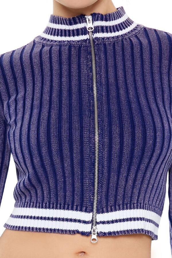 Forever 21 Varsity-Striped Zip-Up Sweater