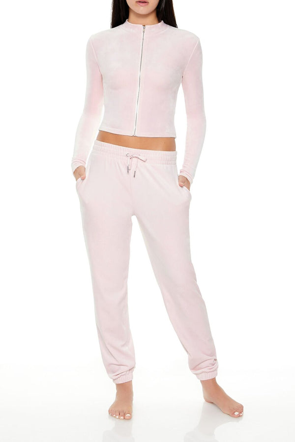 Forever 21 Velour Cropped Zip-Up Jacket