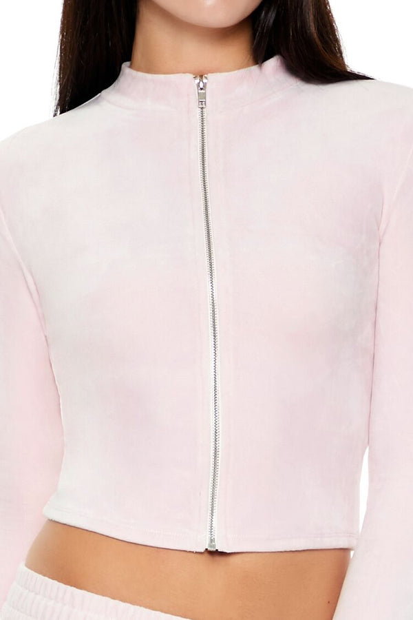 Forever 21 Velour Cropped Zip-Up Jacket