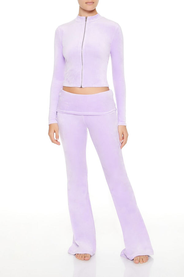 forever 21 Velour Foldover Flare Pants