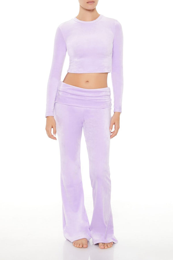Forever 21 Velour Long-Sleeve Crop Top