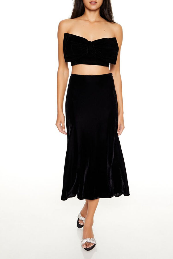 Forever 21 Velvet Bow Cropped Tube Top