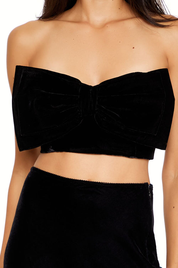 Forever 21 Velvet Bow Cropped Tube Top
