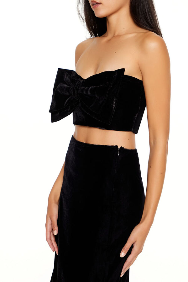 Forever 21 Velvet Bow Cropped Tube Top