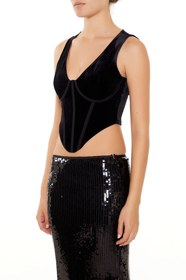 Forever 21 Velvet Bustier Cropped Tank Top