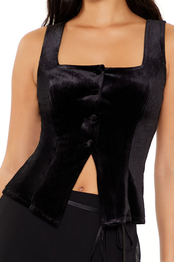 Forever 21 Velvet Button-Front Tank Top