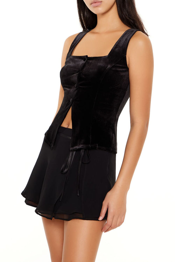 Forever 21 Velvet Button-Front Tank Top