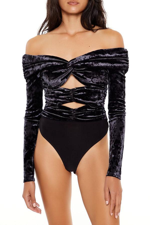 Forever 21 Velvet Off-the-Shoulder Bodysuit