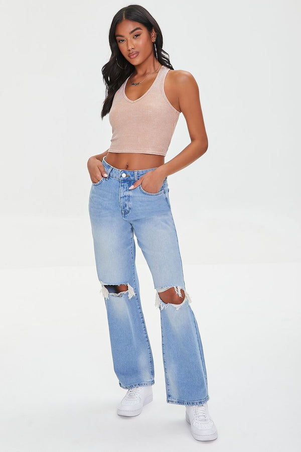 Forever 21 Waffle Knit Cropped Tank Top