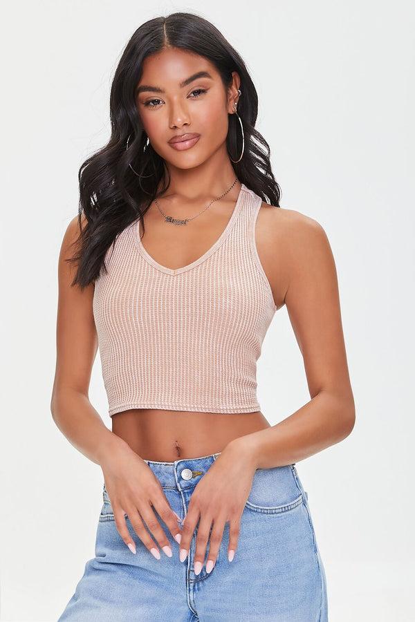 forever 21 Waffle Knit Cropped Tank Top