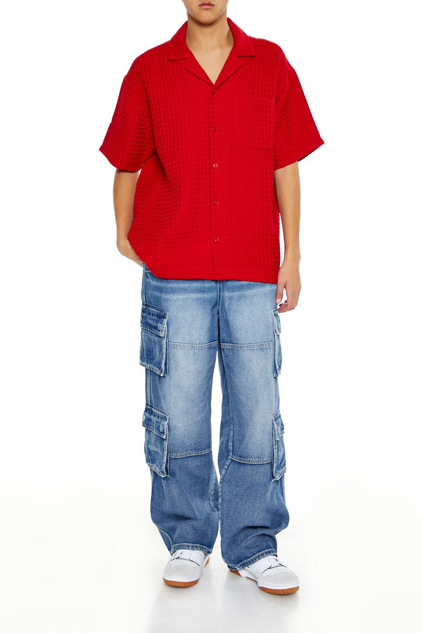 Forever 21 Waffle Knit Cuban Collar Shirt