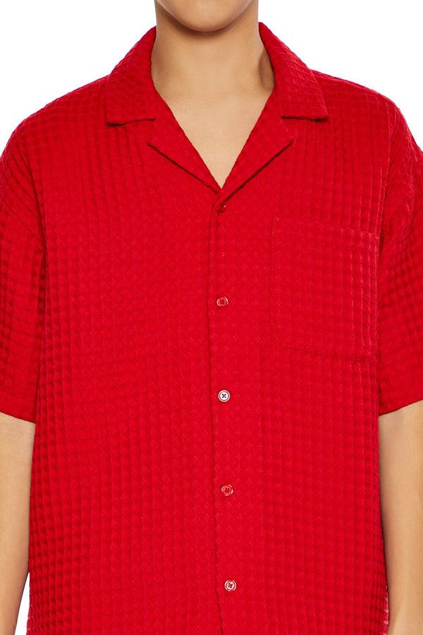 Forever 21 Waffle Knit Cuban Collar Shirt