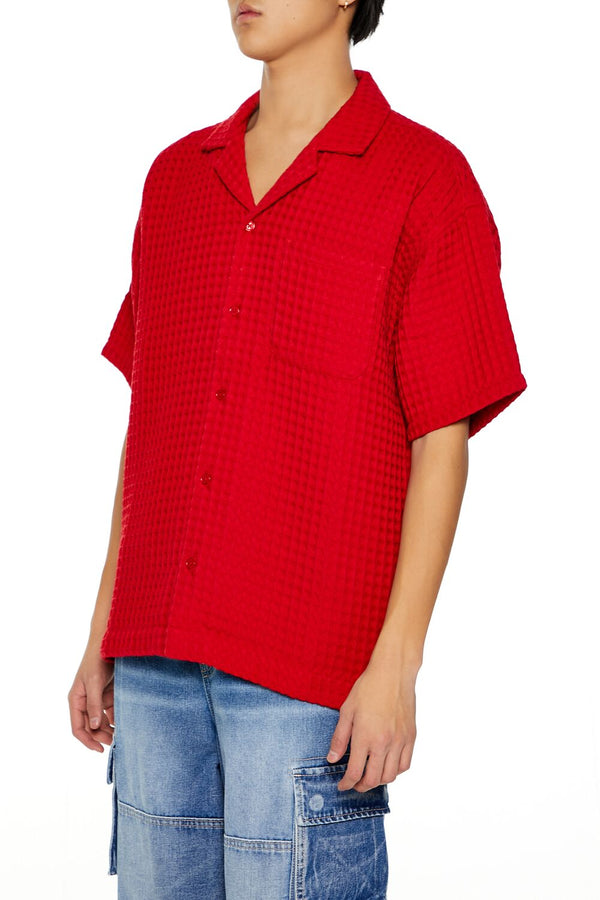 Forever 21 Waffle Knit Cuban Collar Shirt