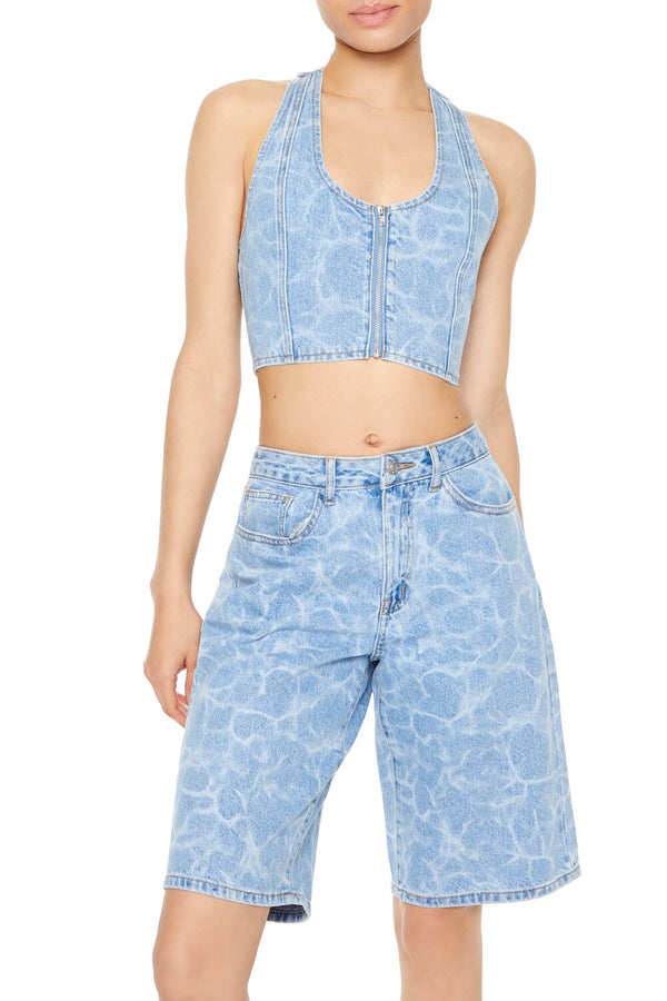 forever 21 Water Print Halter Crop Top
