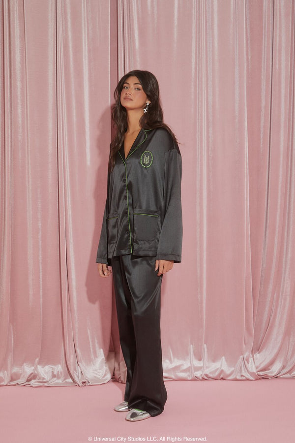 Forever 21 Wicked Satin Pajama Shirt & Shorts Set