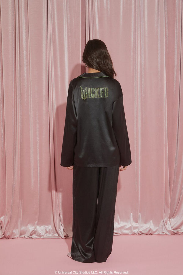 Forever 21 Wicked Satin Pajama Shirt & Shorts Set