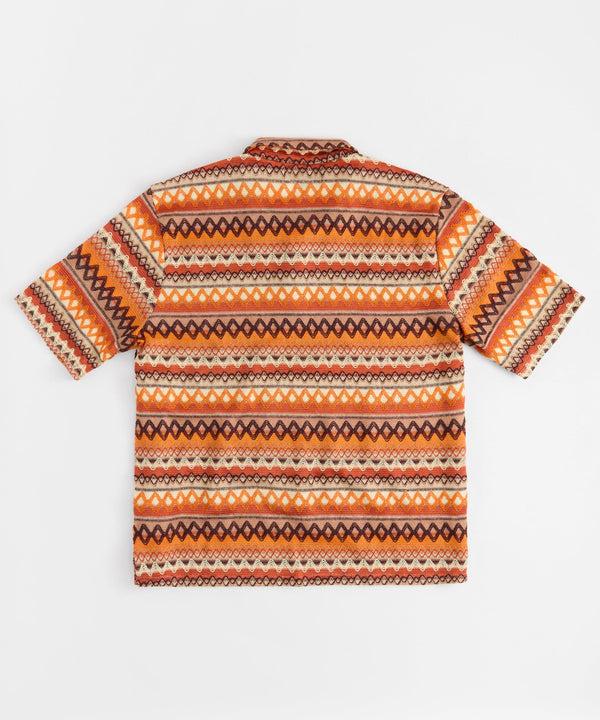 Forever 21 Jacquard Polo Short Sleeve Button Down Shirt - Brown