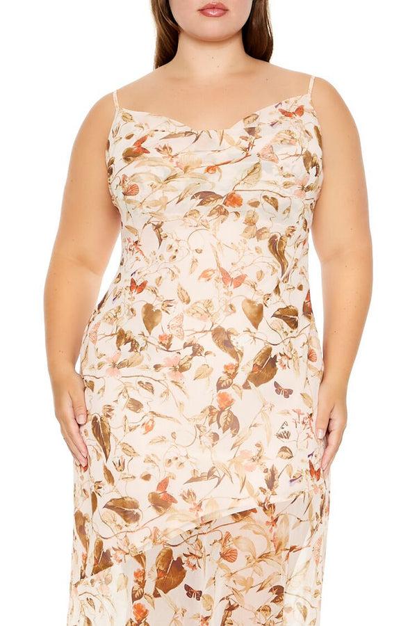 Forever 21 Plus Size Chiffon Floral Print Midi Dress