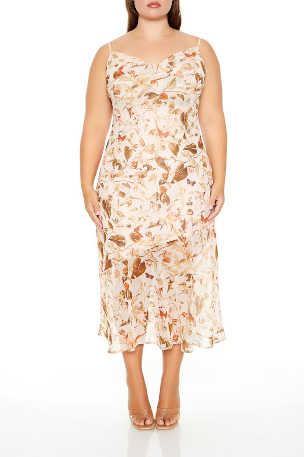 forever 21 Plus Size Chiffon Floral Print Midi Dress