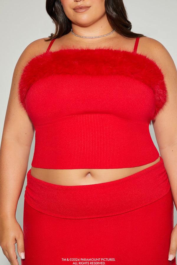 Forever 21 Plus Size Mean Girls Faux Fur Sweater-Knit Cami