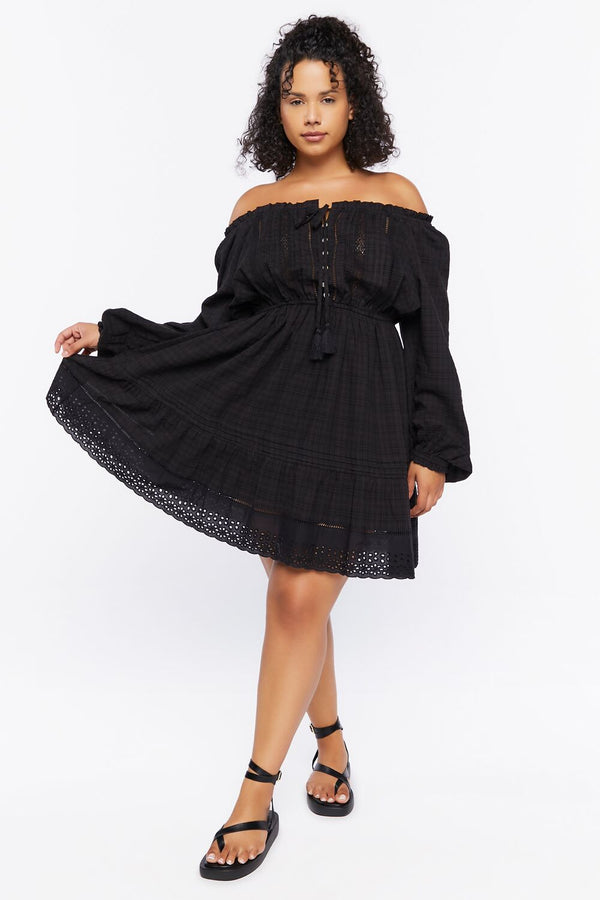 Forever 21 Plus Size Off-the-Shoulder Peasant Mini Dress