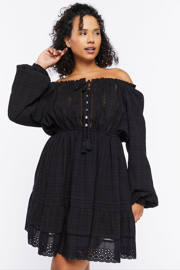 forever 21 Plus Size Off-the-Shoulder Peasant Mini Dress